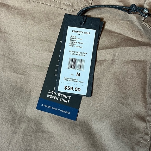 NWT Kenneth Cole Button Up Tee Mens Size Medium Brand New Fast Shipping - Picture 3 of 4